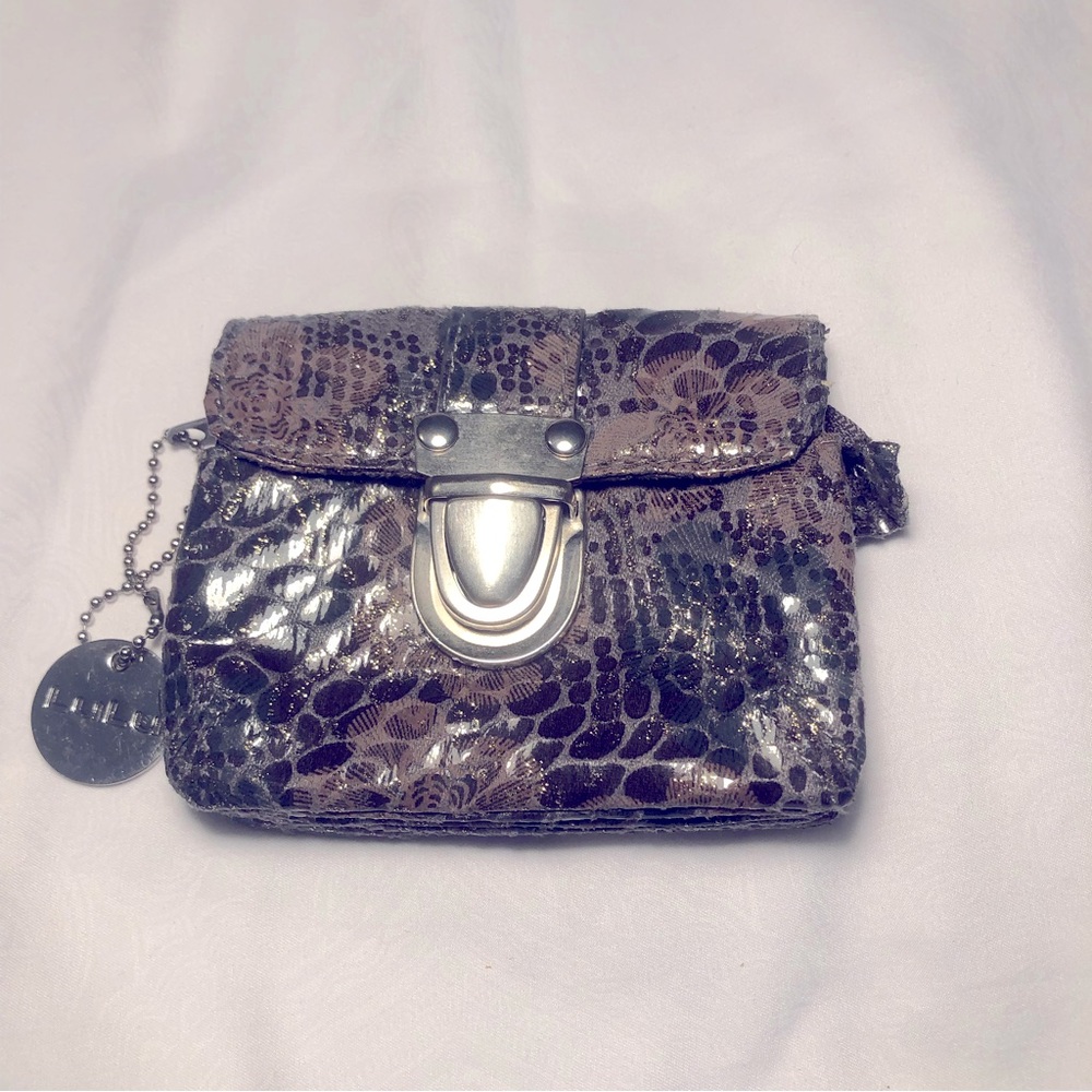 Lulu Mini Leather Snakeskin Wallet 3” X 3”